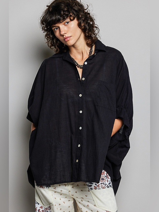POL Button Down Half Dolman Sleeve Shirt - Picture 2 of 7